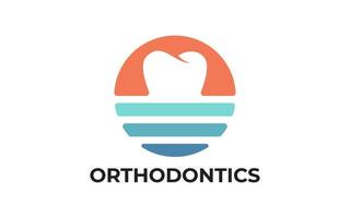 Medical dental teeth orthodontic logo design vector template