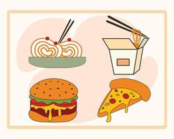 ux ui diseño equipos comida icono colocar. vector