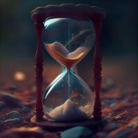 Hourglass with sand inside. Time passing concept. 3D rendering, Image photo