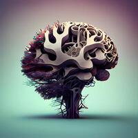 Human brain made in 3d software. 3d render illustration., Image photo