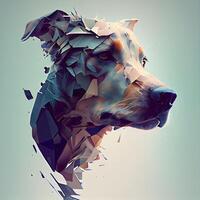 Low poly portrait of a pit bull terrier. 3d rendering, Image photo