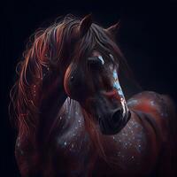 Fantasy portrait of a horse. Digital painting on a black background., Image photo