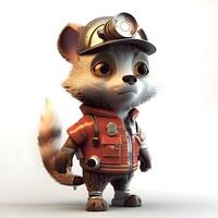 Cute cartoon fox in a spacesuit. 3D illustration., Image photo