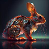 Digital illustration of a rabbit in digital art style, 3D rendering, Image photo