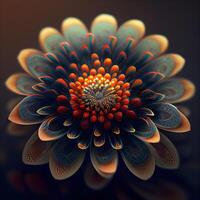 Macro closeup of fractal flower, digital artwork for creative graphic design, Image photo