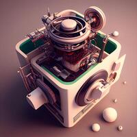 3d illustration of an engine on a white background. 3d rendering, Image photo