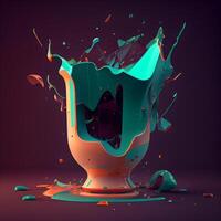 3d render of broken glass with splashes on dark background., Image photo