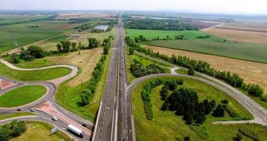 Aerial view of highway traffic video