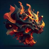 Abstract fire flames on dark background. illustration. Eps 10., Image photo