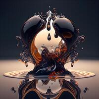 Splash of black liquid in water. 3d rendering, 3d illustration., Image photo