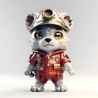 Cute cartoon dog astronaut in a spacesuit. 3d rendering, Image photo