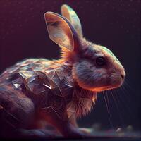 Rabbit with polygonal ornament. 3d render illustration., Image photo