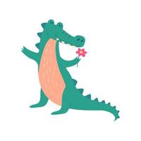 dibujos animados color personaje mascota linda cocodrilo. vector