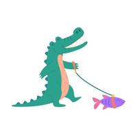 Cartoon Color Character Mascot Cute Crocodile. Vector