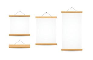 Realistic Detailed 3d Empty Template Banner Scroll Wood Set. Vector