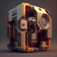 3d illustration of an old camera in a low-poly style, Image photo