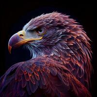 Portrait of an eagle with a black background. 3d rendering, Image photo