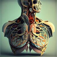 humano anatomía. 3d ilustración de humano interno órganos., ai generativo imagen foto