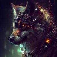 Portrait of a wolf in the forest. 3d rendering., Image photo