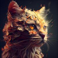 fractal retrato de un gato. 3d representación, 3d ilustración., ai generativo imagen foto