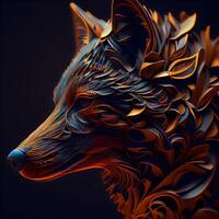 Abstract image of a wolf head on a dark background. illustration., Image photo