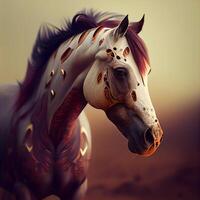 Horse portrait in the desert. 3D rendering. Digital illustration., Image photo