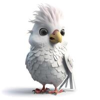 3D rendering of a cute cartoon parrot with tools isolated on white background, Image photo