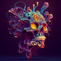 Abstract colorful skull on dark background. illustration for your design., Image photo