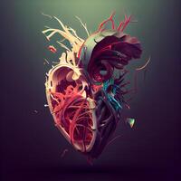 resumen 3d corazón en oscuro antecedentes. ilustración para tu diseño, ai generativo imagen foto