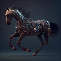 Fantasy horse with black mane and tail. 3d rendering, Image photo