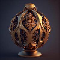 3d rendering of a vase with ornaments on a dark background, Image photo