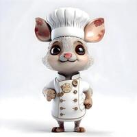 Cute cartoon mouse as a chef in a white uniform and hat, Image photo