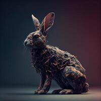 3d rendering of an easter bunny isolated on a dark background, Image photo