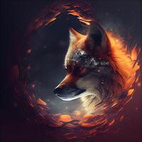 fantasía retrato de zorro en fuego. artístico ilustración. fuego efecto., ai generativo imagen foto