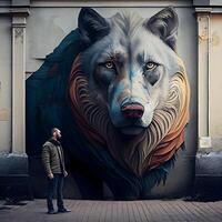 Mural in Moscow. One of the main tourist attractions in Moscow., Image photo