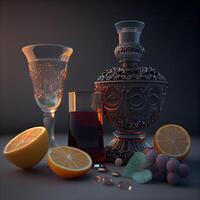 3d illustration of glass jar with candle inside. Halloween concept., Image photo