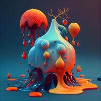 3d illustration of abstract background with liquid splashes and drops., Image photo