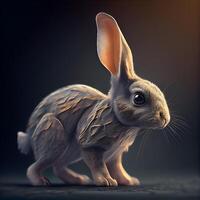 Rabbit on a dark background. Easter Bunny. 3D rendering, Image photo