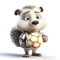 hedgehog with a ball on a white background. 3D illustration, Image photo