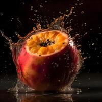 agua chapoteo con naranja y granada aislado en blanco fondo, ai generativo imagen foto