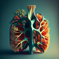 humano pulmones. 3d ilustración. medicina y salud cuidado concepto., ai generativo imagen foto