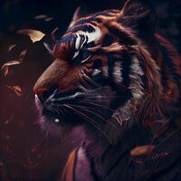 Tiger with a beautiful pattern on the skin. 3D rendering, Image photo