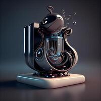 3d rendering of a metal vase on a black background., Image photo