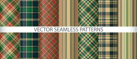 Set check tartan texture. Vector seamless textile. Fabric plaid pattern background.