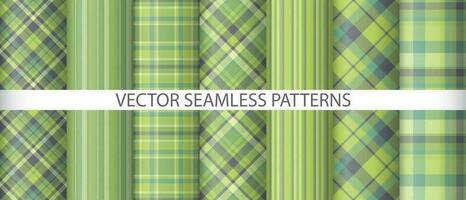 Set texture plaid background. Check textile tartan. Fabric vector pattern seamless.