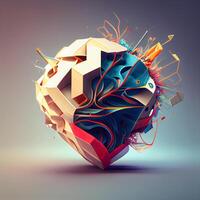 3d render of abstract geometric shape. 3d illustration with copy space, Image photo