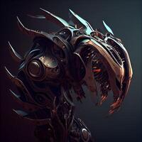 Futuristic robot. Sci-fi cyborg. 3D rendering, Image photo