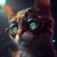 Funny cat with glasses and funny expression. 3D illustration., Image photo