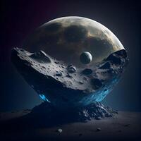 Fantasy landscape with moon and mountains. 3D illustration. Elements for design., Image photo