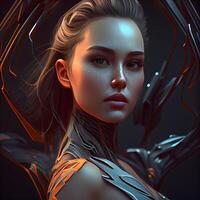 3D Illustration of a beautiful girl with fantasy make-up, Image photo